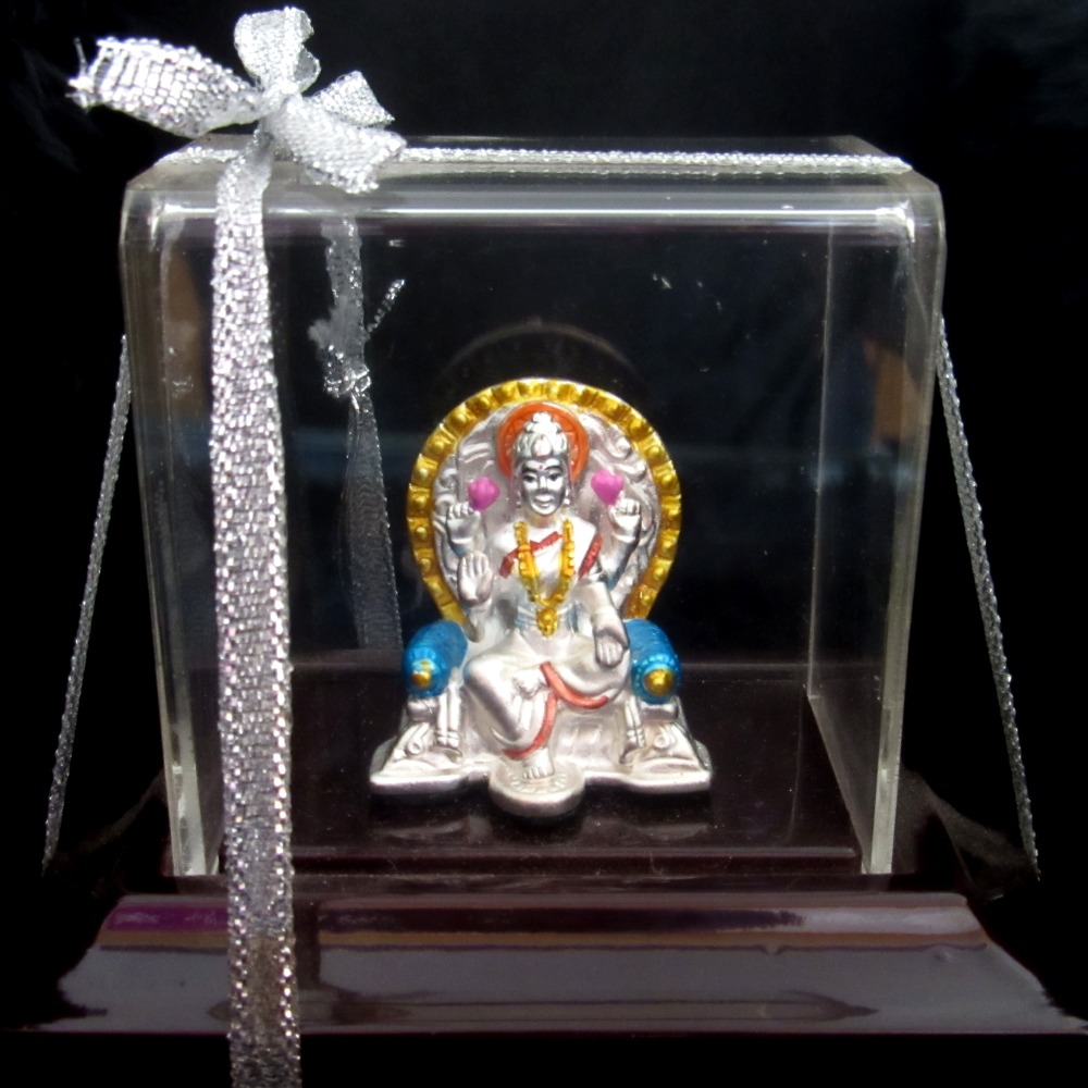 Silver 999 coloful lakshmi maa statue (murti) mrt-25 - Image 2