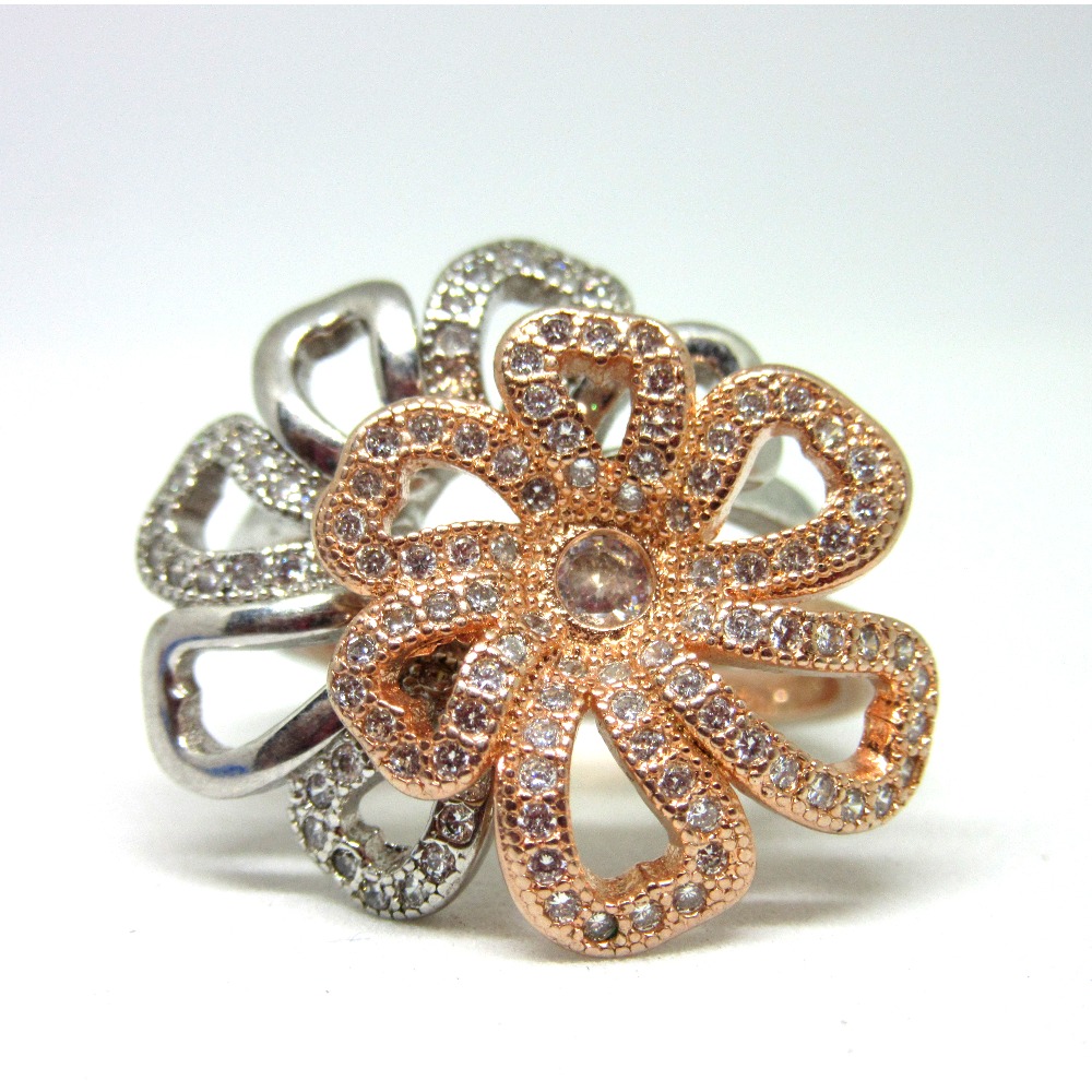 Silver 925 2 in 1 rose gold polis ring sr925-216