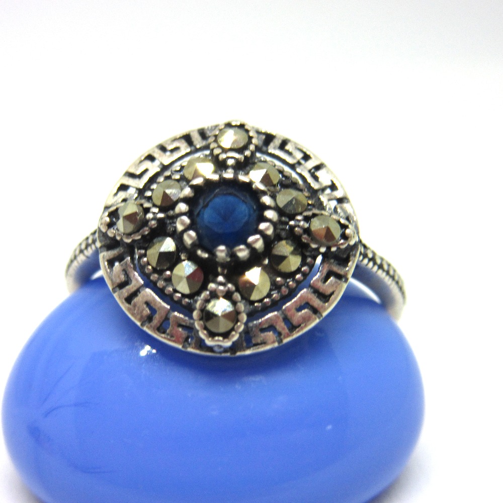 Silver 925 blue stone oxidised ring sr925-292 - Image 2