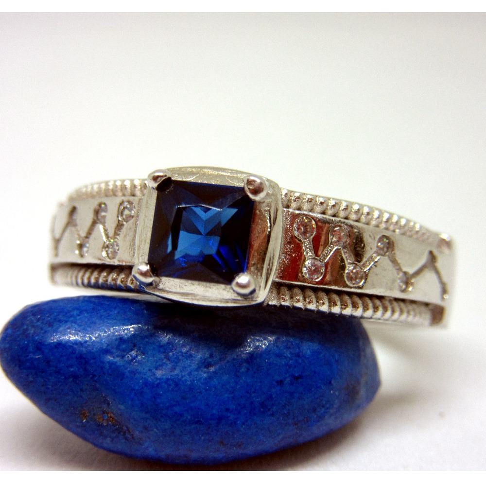 Silver 925 squre blue stone ring sr925-41 - Image 2