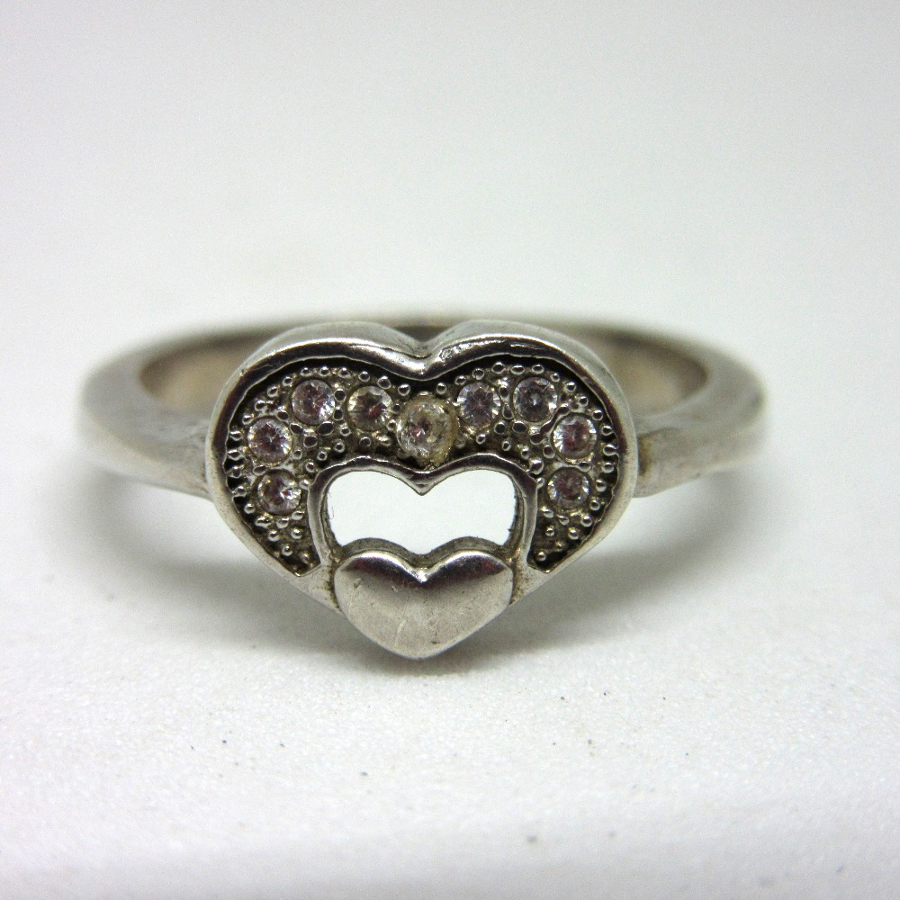 Silver 925 double heart ring sr925-120