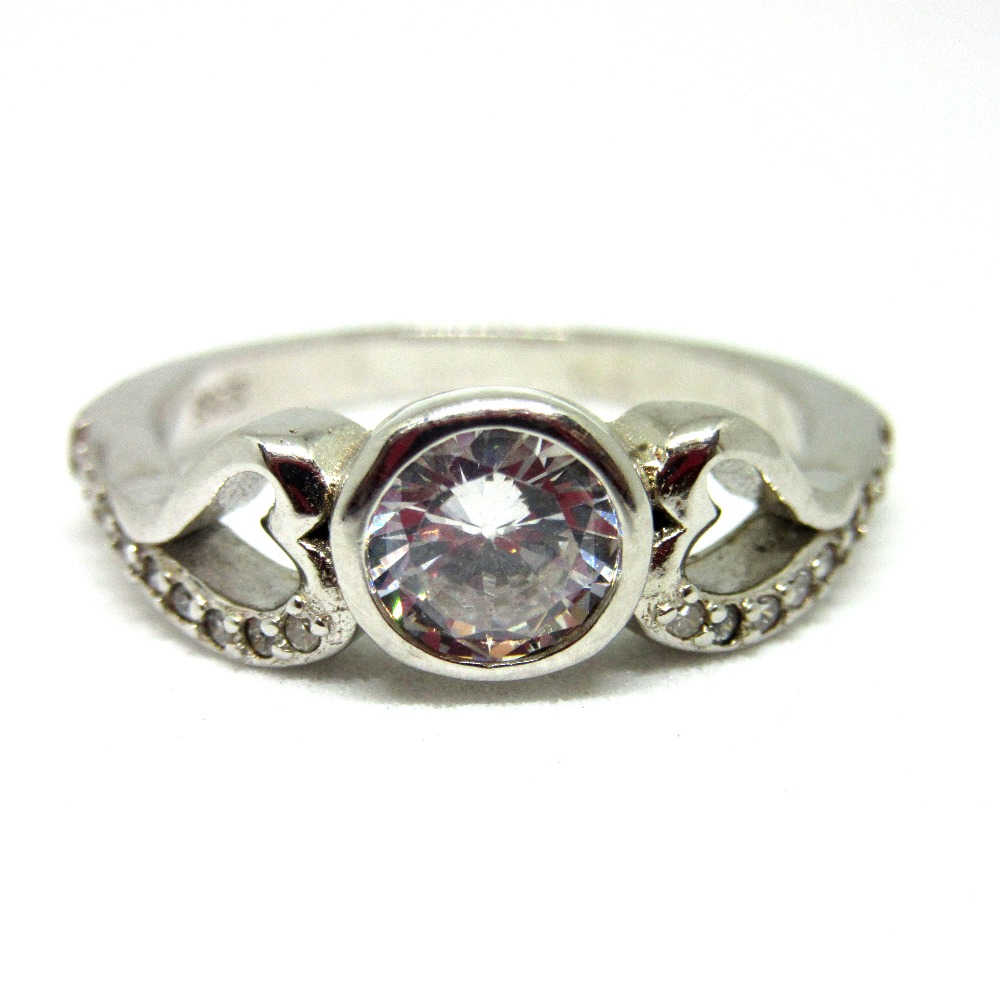 Silver single stone classic ring sr925-27
