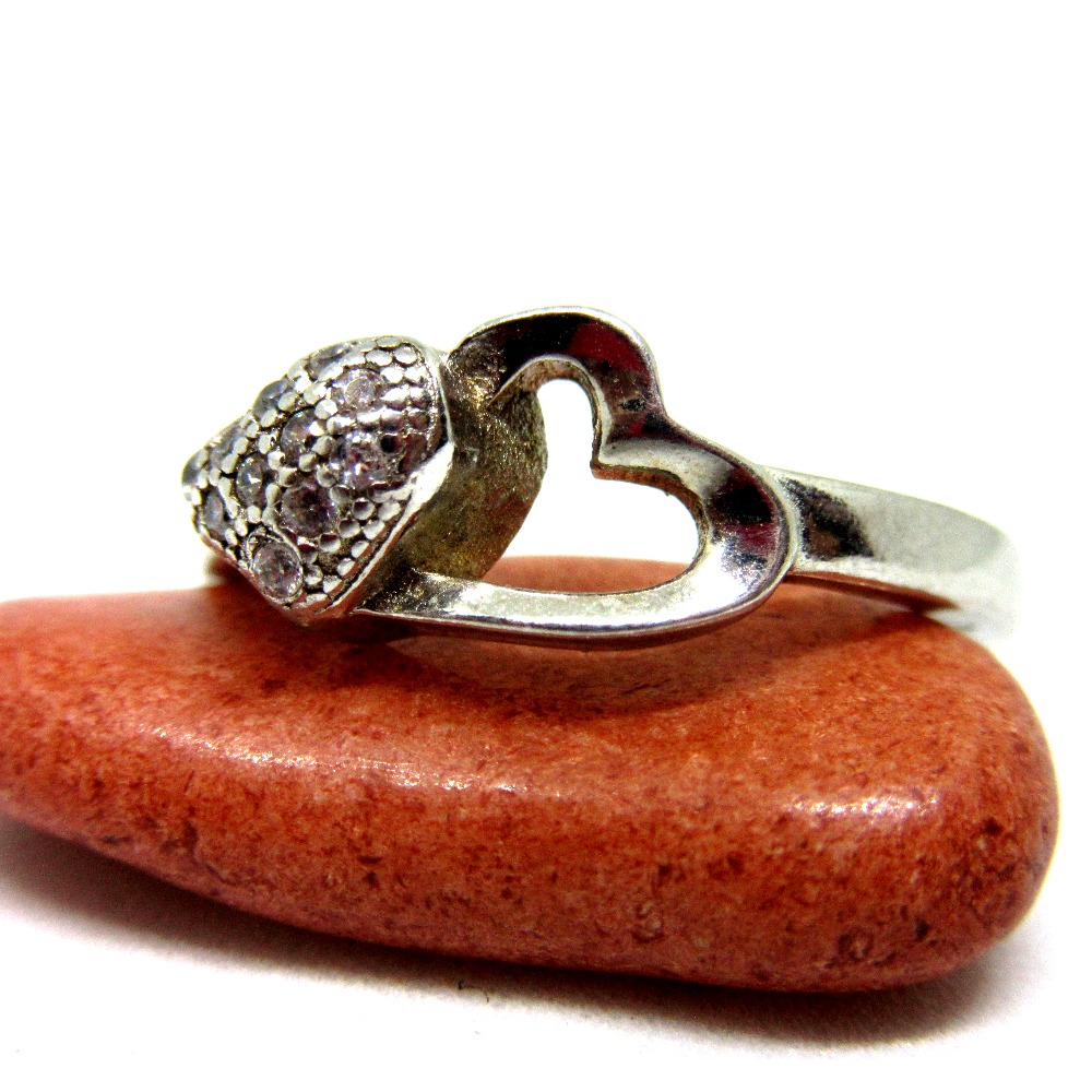 Silver 925 double heart shape ring sr925-43 - Image 2