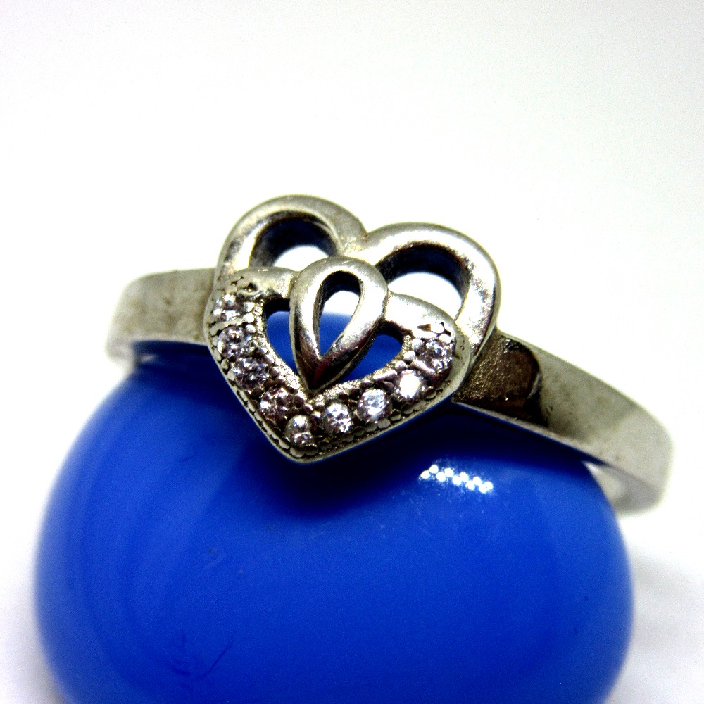 925 silver heart shape ring sr925-150 - Image 2