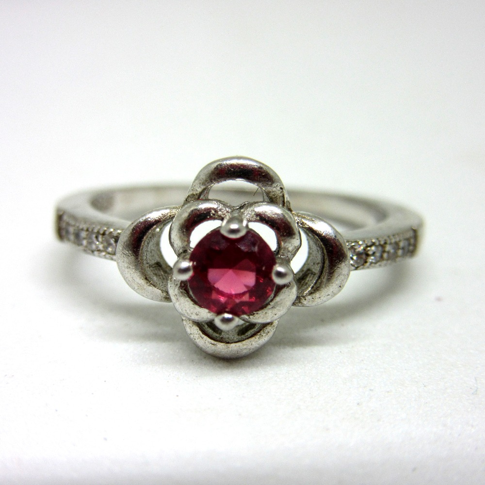 Silver 925 pink stone classic ring sr925-121