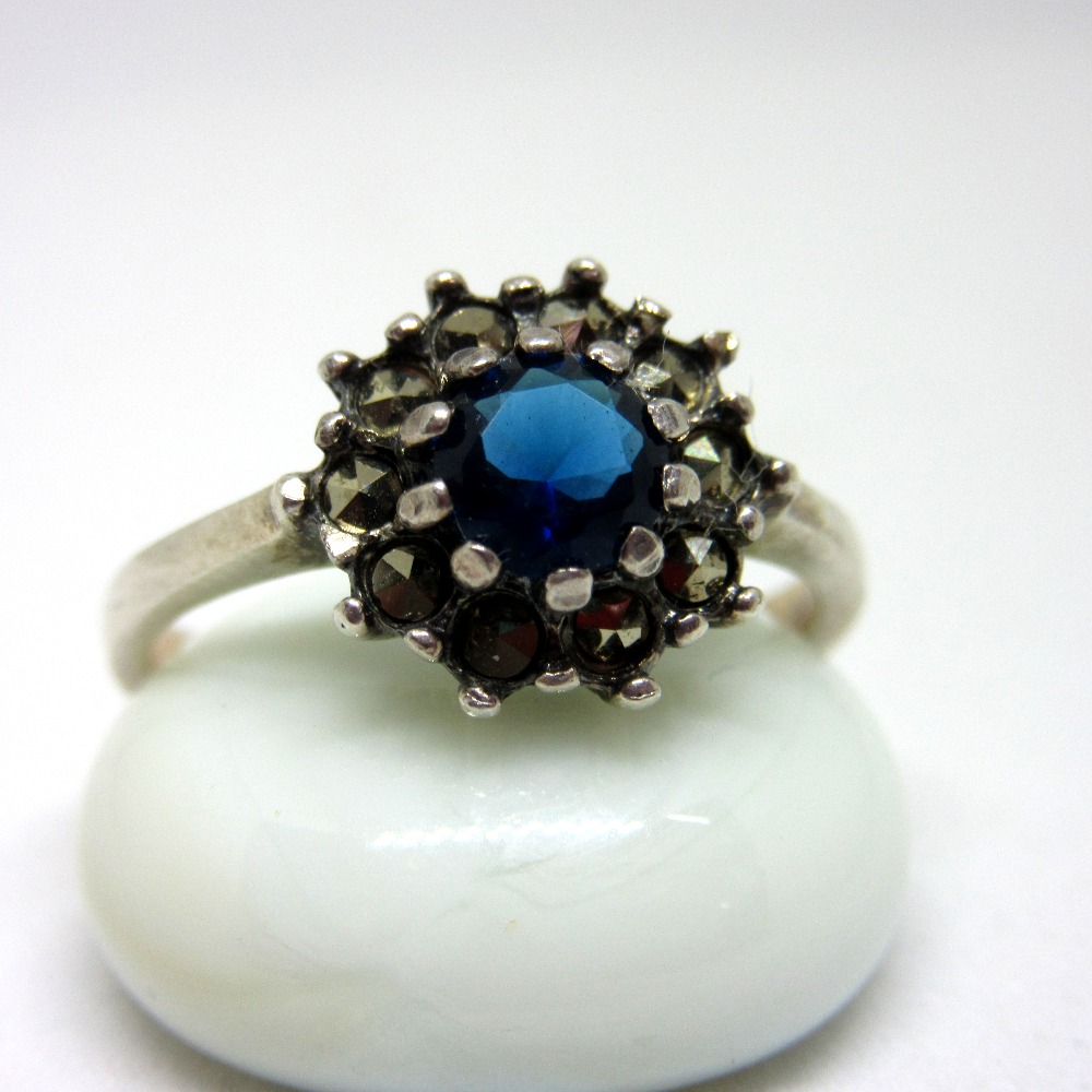Silver 925 blue stone classic ring sr925-191 - Image 3