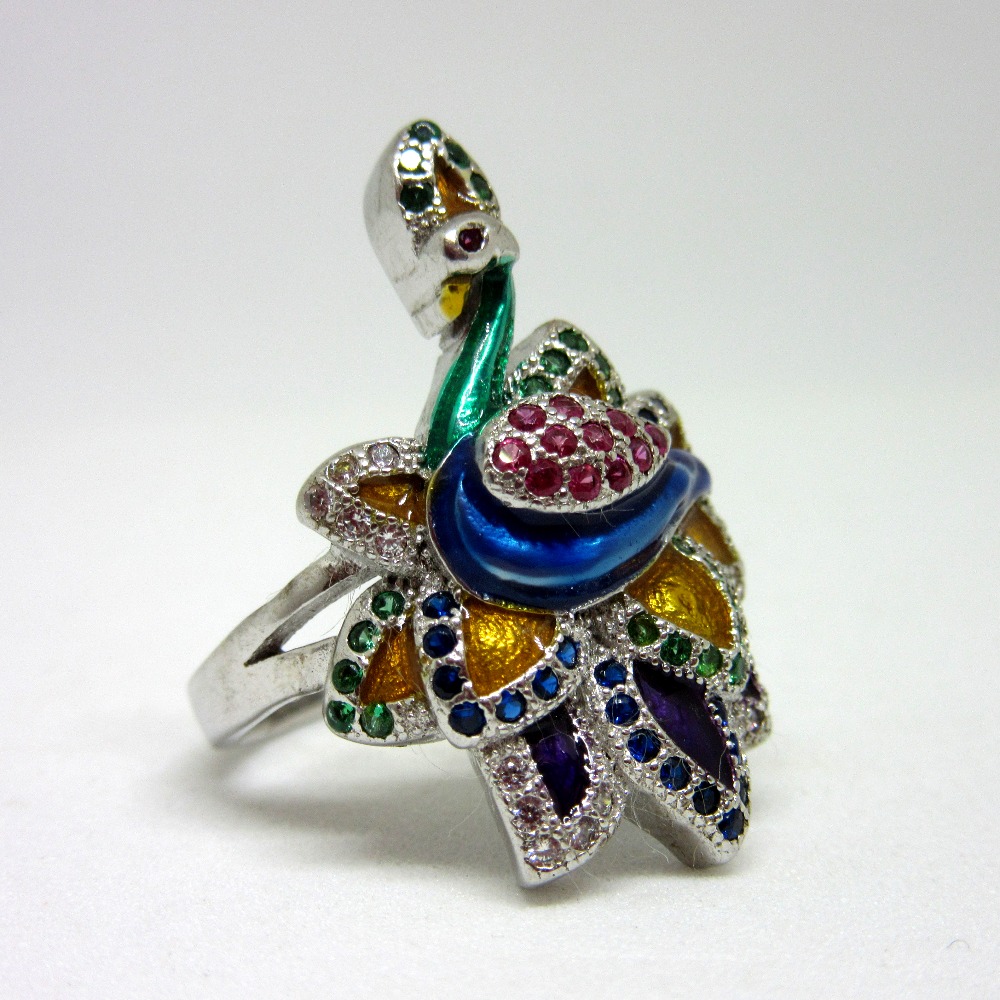 925 silver peacock colorful ring sr925-59 - Image 2