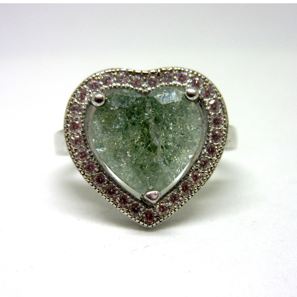 925 silver heart shape stone ring sr925-205