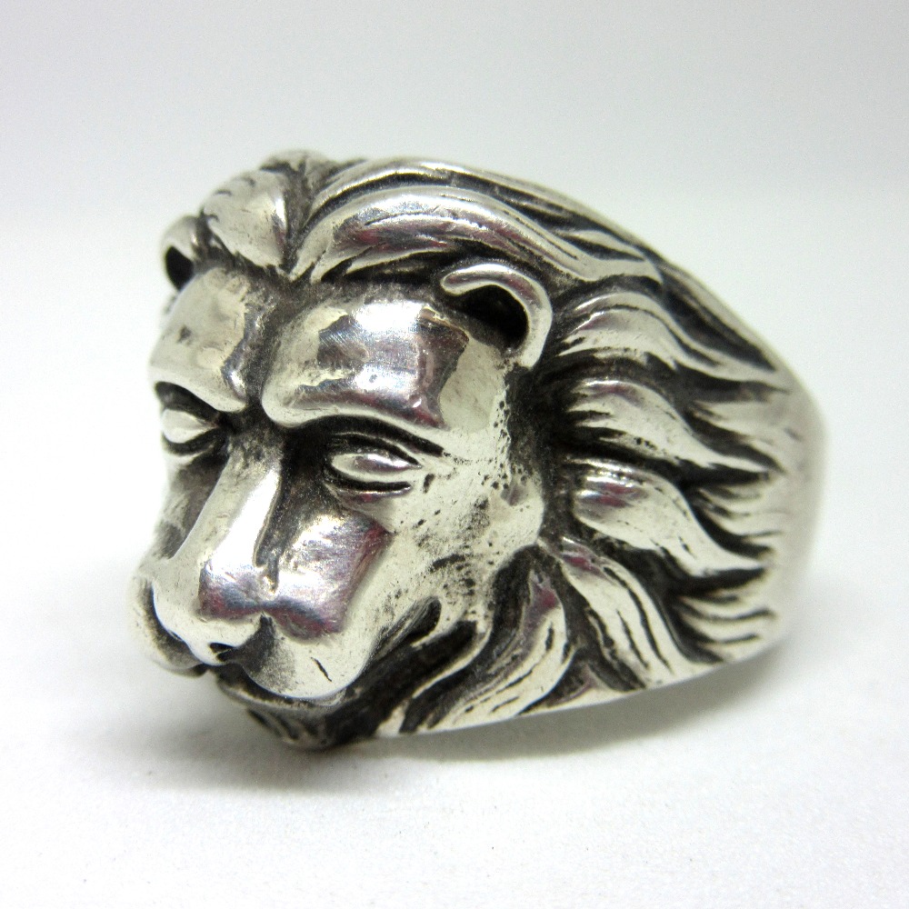 Silver 925 Oxidised Lion Men Ring
