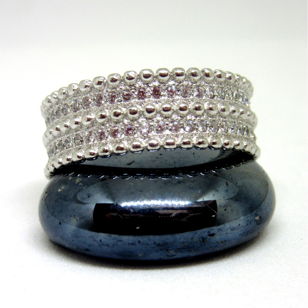 Modern Broad Band Silver 925 Diamond Ring - Image 3