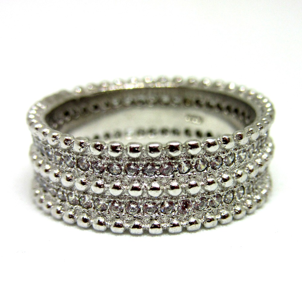 Modern Broad Band Silver 925 Diamond Ring