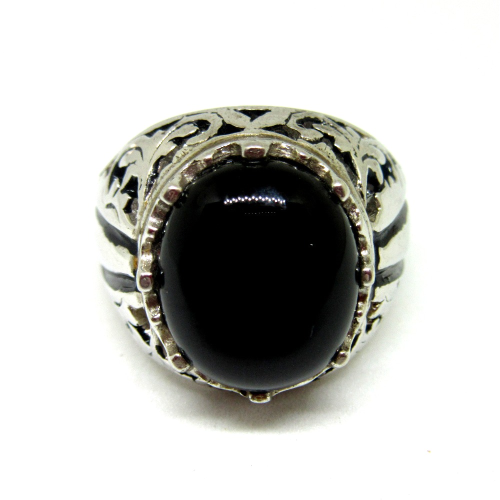 Silver 925 vinatge black stone men ring - Image 3