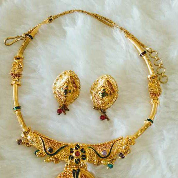 Gold Fancy necklace set butii - Image 3