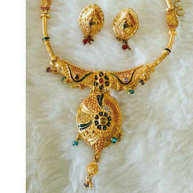 Gold Fancy necklace set butii - Image 2