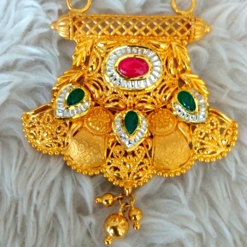 gold M.S.pandal green and red stone