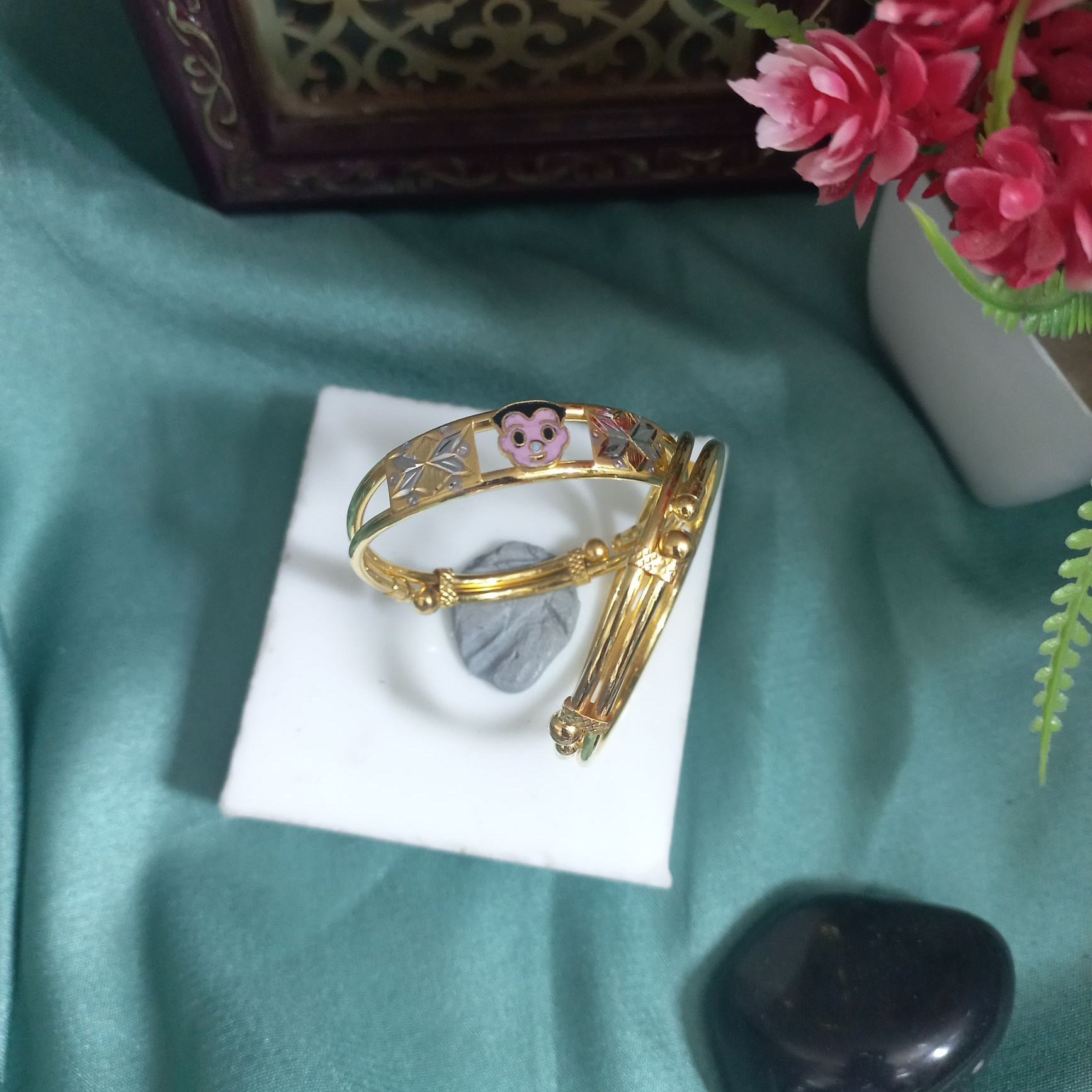 22K Gold Cartoon Design Bangle For Kids