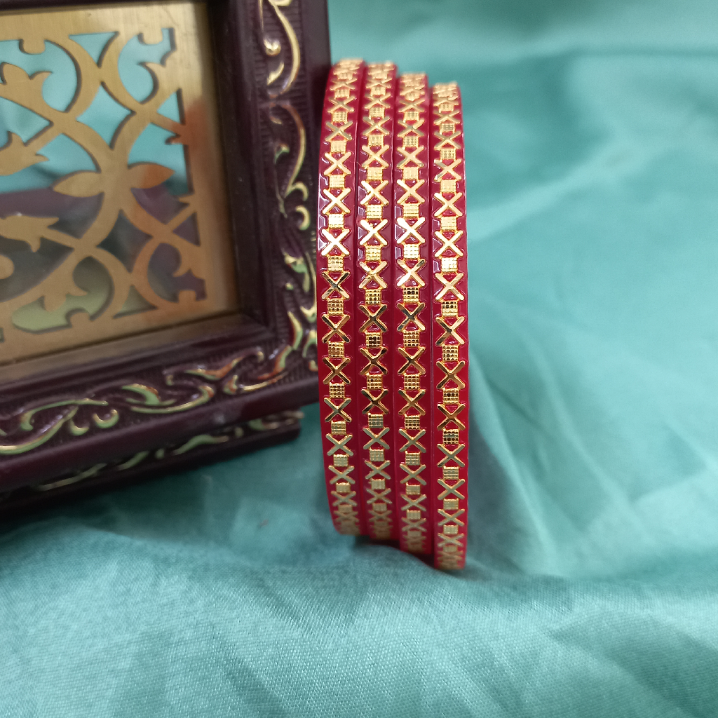 22kt 4pis fancy gold plastic chudi