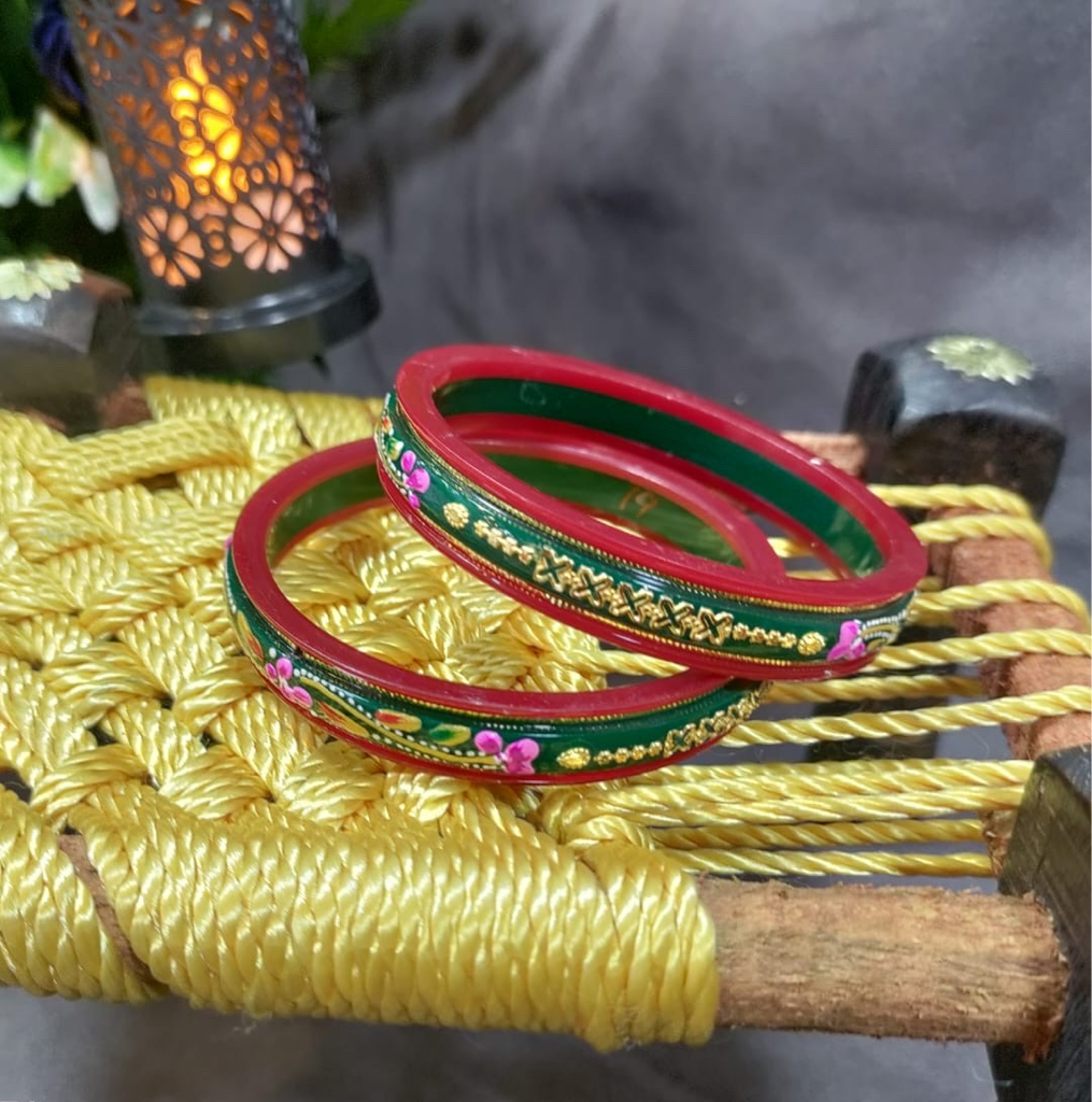 22k gold Meenakari plastic bangle 2pis