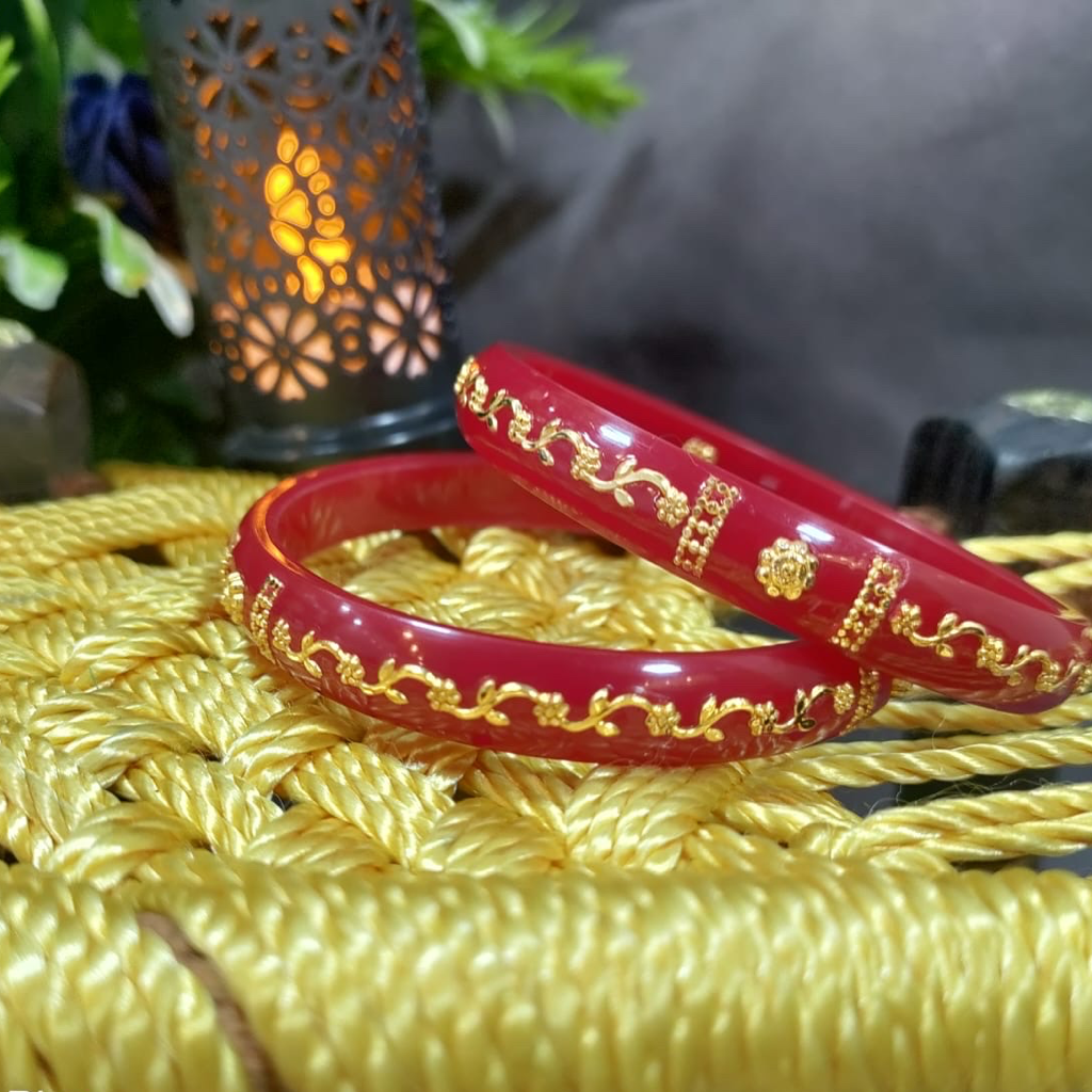 22kt Floral 2pis gold plastic chudi
