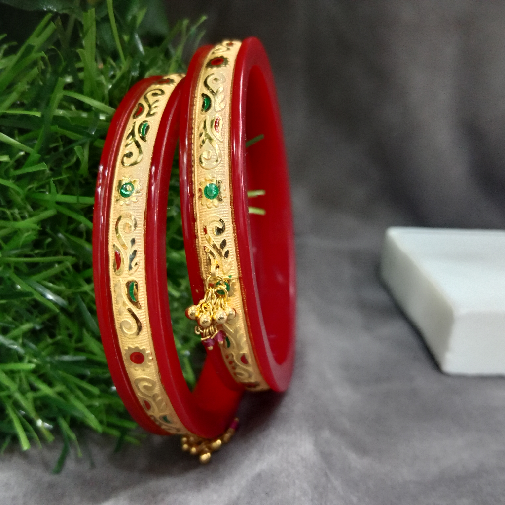22kt fancy 2pis gold plastic lagan chudi