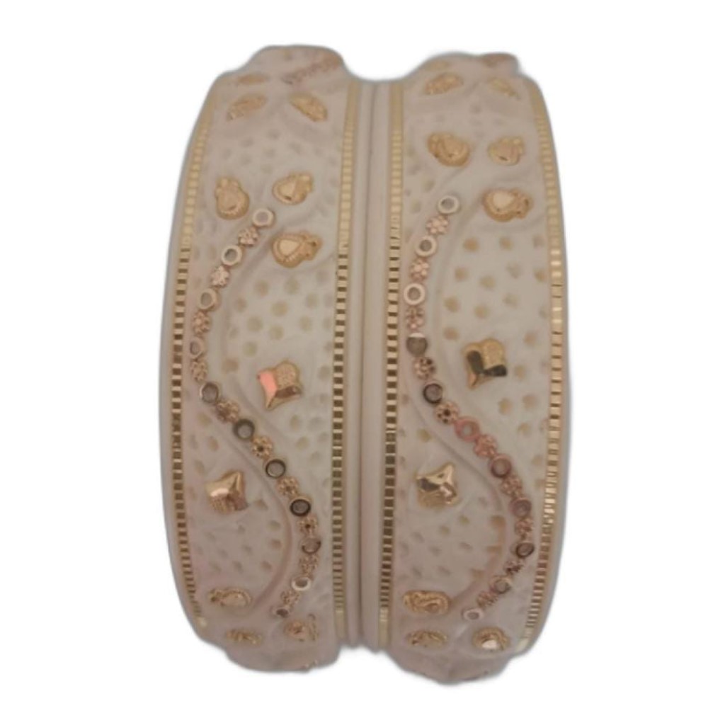 Gold Art Work attractive white bangles
