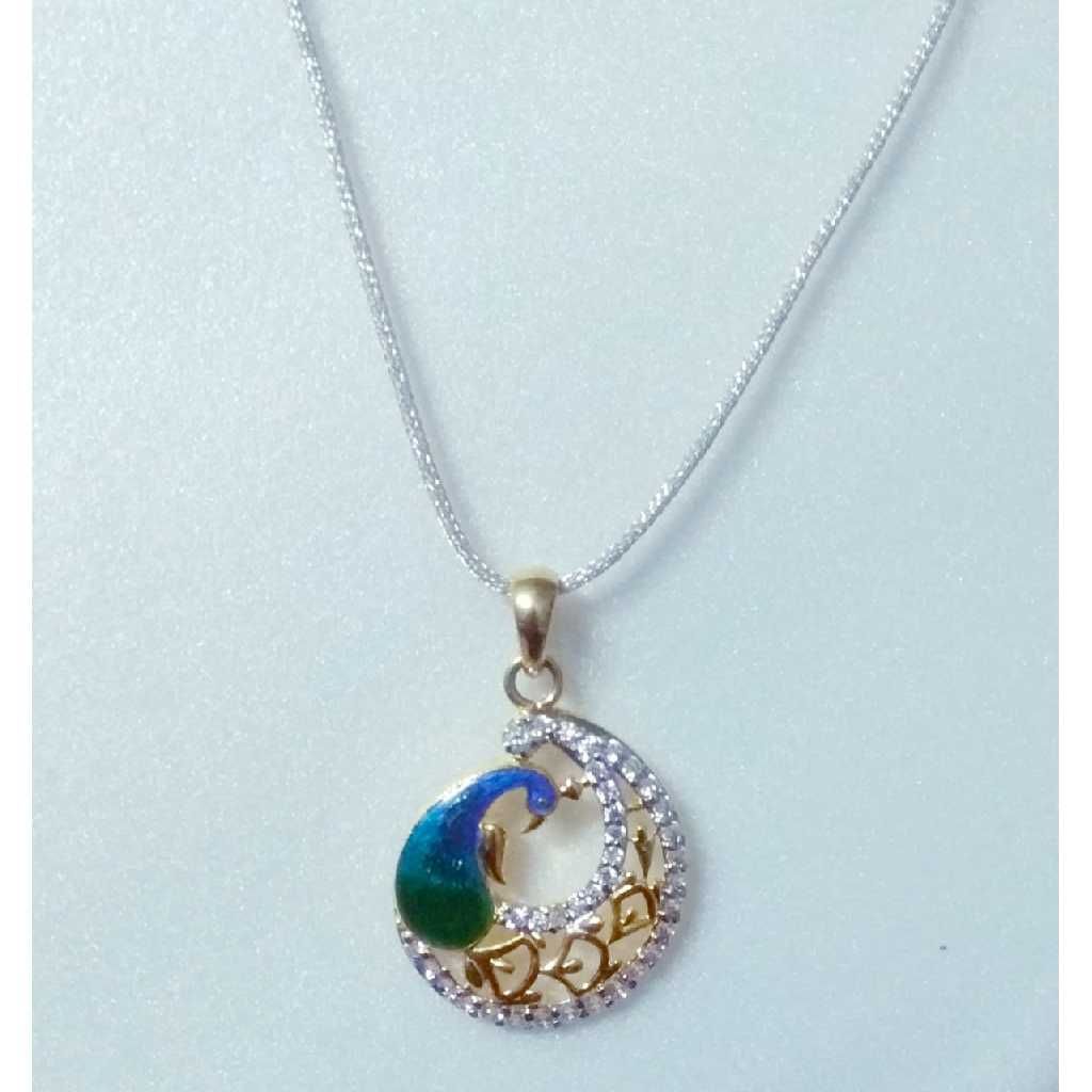 Silver Peacock Design Pendant Set