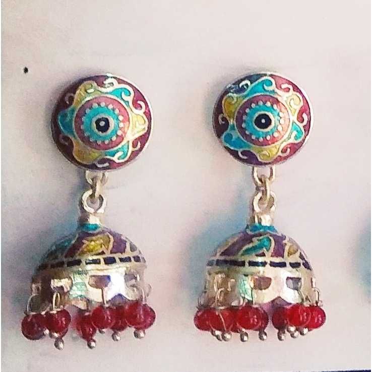925 Sterling Silver Handmade Colorful Jhumki