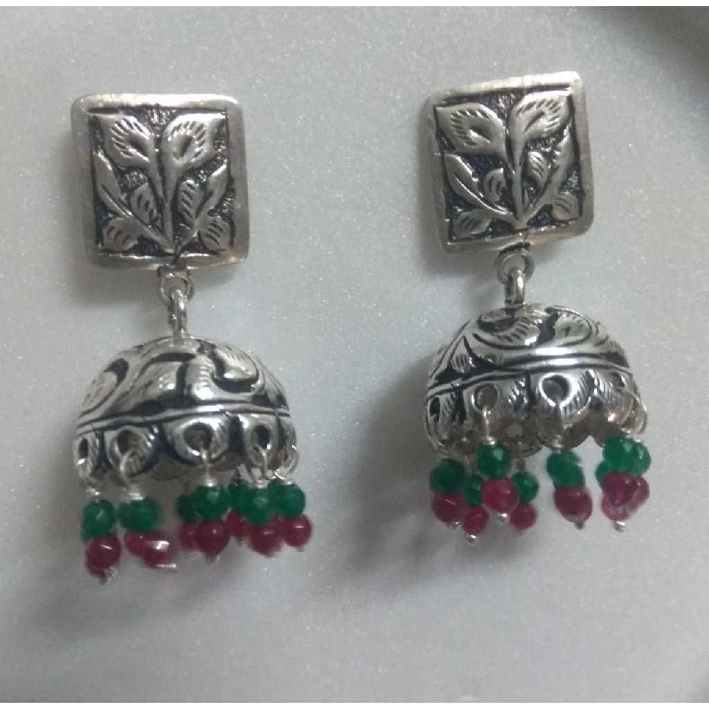 Silver Antique Green Stone Latkan Chitay