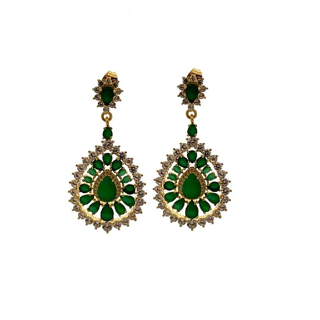 925 Sterling Silver Fancy Green Stone Earrings
