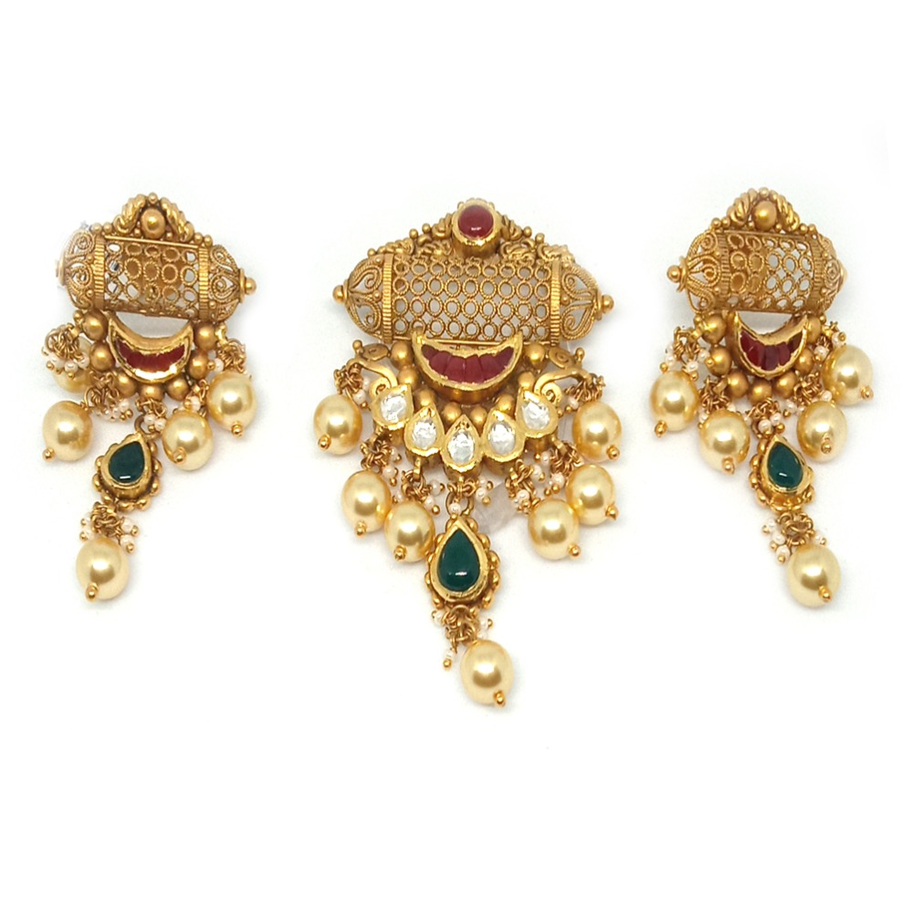 22KT Gold Antique Pendant Set - LJ-7