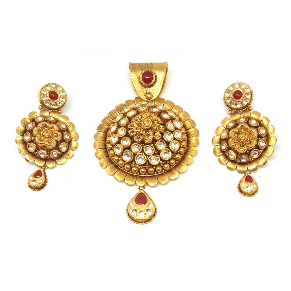 22KT Antique Gold Pendant Set - LJ-4
