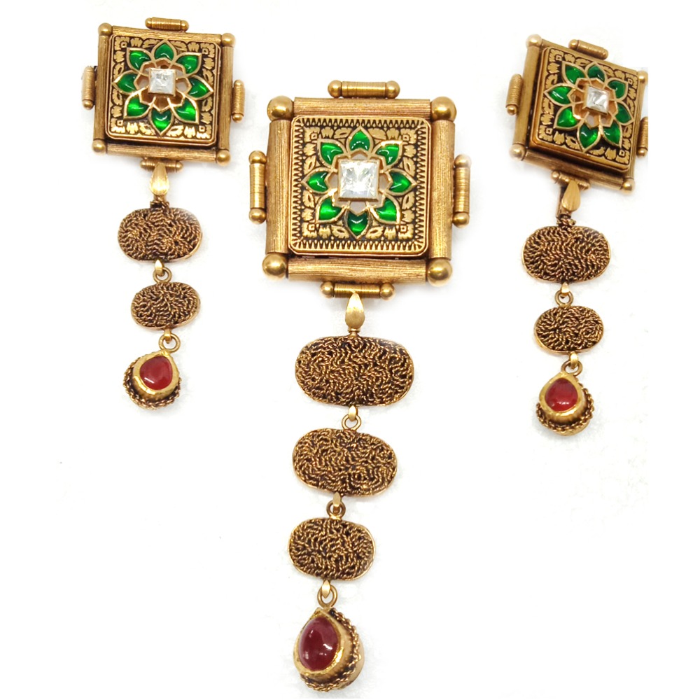 916 Gold Antique Pendant Set - LJ-3