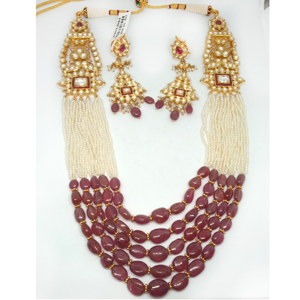 916 Colorful Bead Long Pearl Necklace Set LJ-00