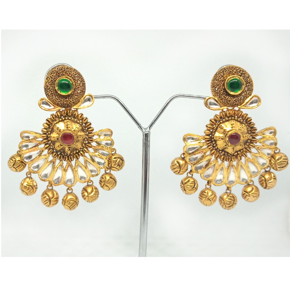 916 Antique Gold Jadtar Earring - LJ-2