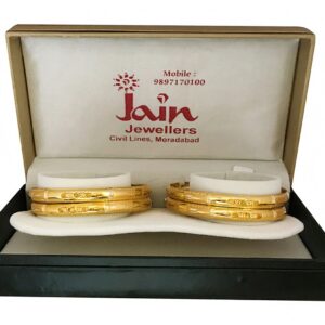 18 Kt Yellow Gold Handmade Slip-On Bracelet Bangles 32 Gms (4 Pieces)