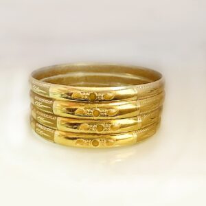 18 Kt Yellow Gold Handmade Slip-On Bracelet Bangles 32 Gms (4 Pieces)