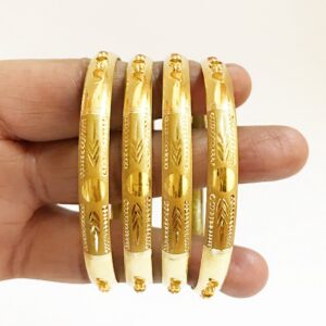 18 Kt Yellow Gold Handmade Slip-On Bracelet Bangles 32 Gms (4 Pieces)