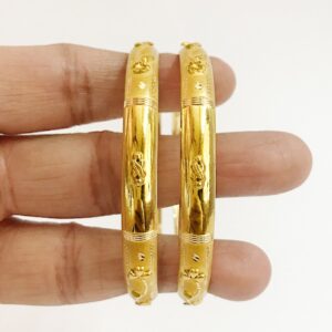 18 Kt Yellow Gold Handmade Slip-On Bracelet Bangles 20 Gms (2 Pieces)