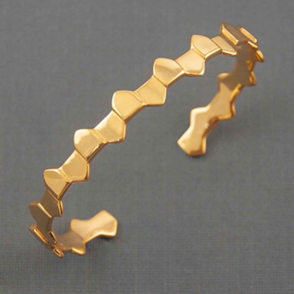 18 Kt Real Solid Yellow Gold Men's Cuff Bracelet 40 Grams Wide 6MM
