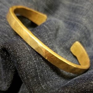 18 kt Hallmark Stamped Yellow Gold Rugged Uneven Cuff Men's Bracelet