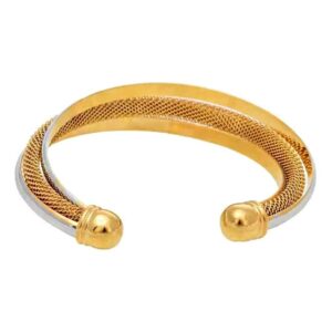 18 Kt Yellow & White Gold Unisex 2 Tone Cuff Bracelet Bangle 50 Grams