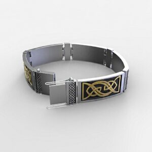 14 Kt Hallmark White & Yellow Gold Men's Bracelet Width 13 MM 40 Gram