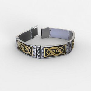 14 Kt Hallmark White & Yellow Gold Men's Bracelet Width 13 MM 40 Gram