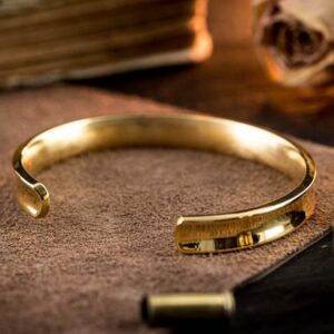 18 Kt Hallmark Stamped Yellow Gold Wide Open Men's Cuff Bracelet