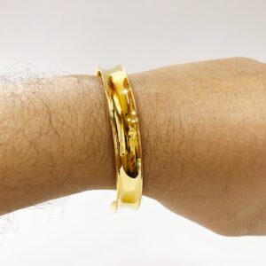 18 Kt Hallmark Stamped Yellow Gold Wide Open Men's Cuff Bracelet