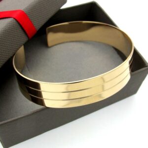 18 Kt Hallmark Stamped Yellow Gold Line Men's Cuff Bracelet 25 Grams