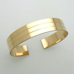 18 Kt Hallmark Stamped Yellow Gold Line Men's Cuff Bracelet 25 Grams