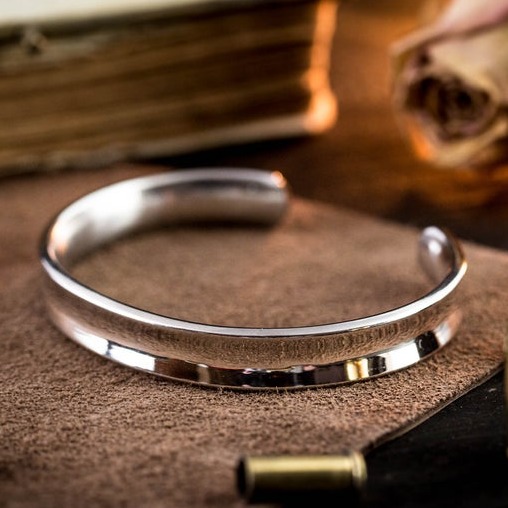 18 Kt Hallmark Stamped White Gold Minimalistic Men's Cuff Bracelet