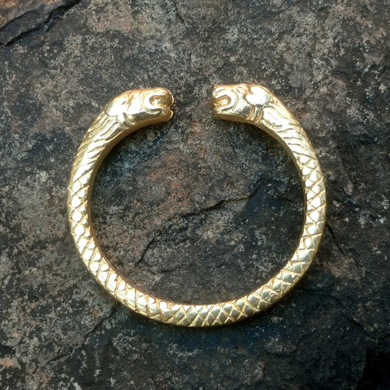 18 Kt Yellow Gold African Animal Cuff Handmade Men's Bracelet
