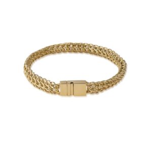 18 Kt Yellow Gold Foxtail Chain Handmade Men's Bracelet 30 Gms